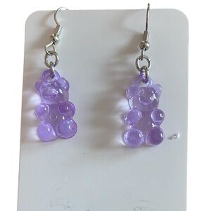 Purple Gummy Bear Dangle Earrings